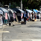 Homeless U.S. veteran tents near the VA West Los Angeles Healthcare Campus Japanese Garden on September 24, 2020 in Los Angeles, California.